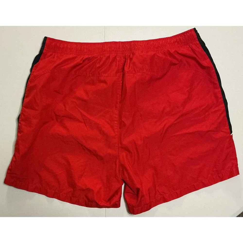 VTG Y2K Nike Athletic Dept Mens XL Red Black Running Shorts Nylon‎ Swoosh